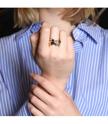Pomellato three tones 18k gold and diamonds ring