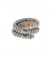 Bulgari Serpenti Tubogas stainless steel, gold and diamonds ring