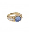 Sapphire, diamonds and 18k gold ring