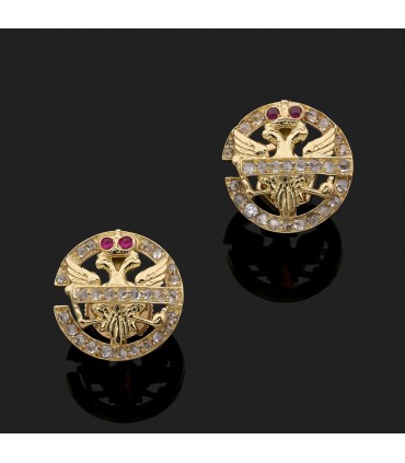 Rubies, diamonds and gold earrings