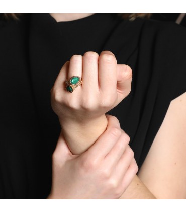 Boucheron Serpent Bohème malachite and gold ring