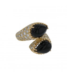 Bague or, onyx et diamants