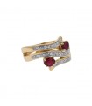 Rubies, diamonds and two tones gold ring