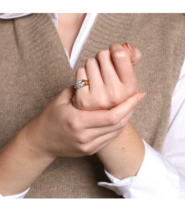 Diamonds and two tones gold ring