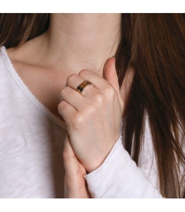 Bulgari Parentesi stainless steel and gold ring
