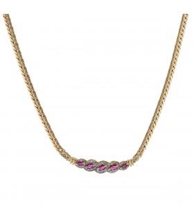 Gold, diamonds, rubies necklace