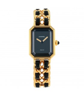 Chanel Première plated gold metal and leather watch