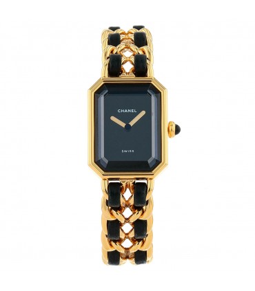 Chanel Première plated gold metal and leather watch