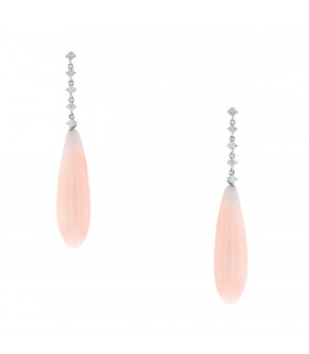Diamonds, coral and gold earrings