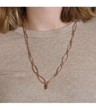 Pomellato rock cristal, pyrite and 18k gold necklace