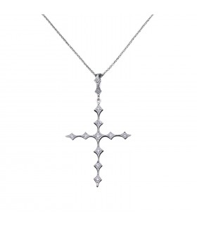 Chaîne pendentif croix platine et diamants