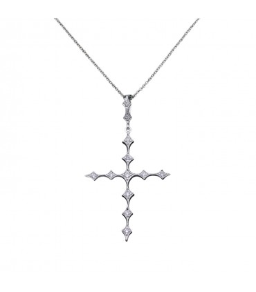 Chaîne pendentif croix platine et diamants