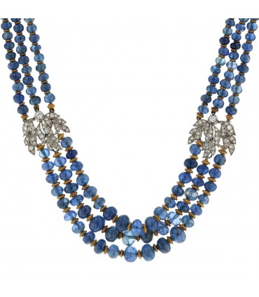 Collier or, saphirs, diamants