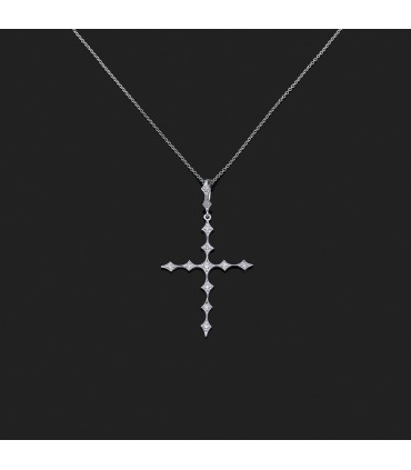 Chaîne pendentif croix platine et diamants