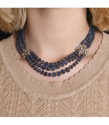 sapphires, diamonds and gold necklace