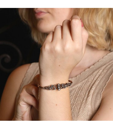 Gold, silver and diamonds bracelet