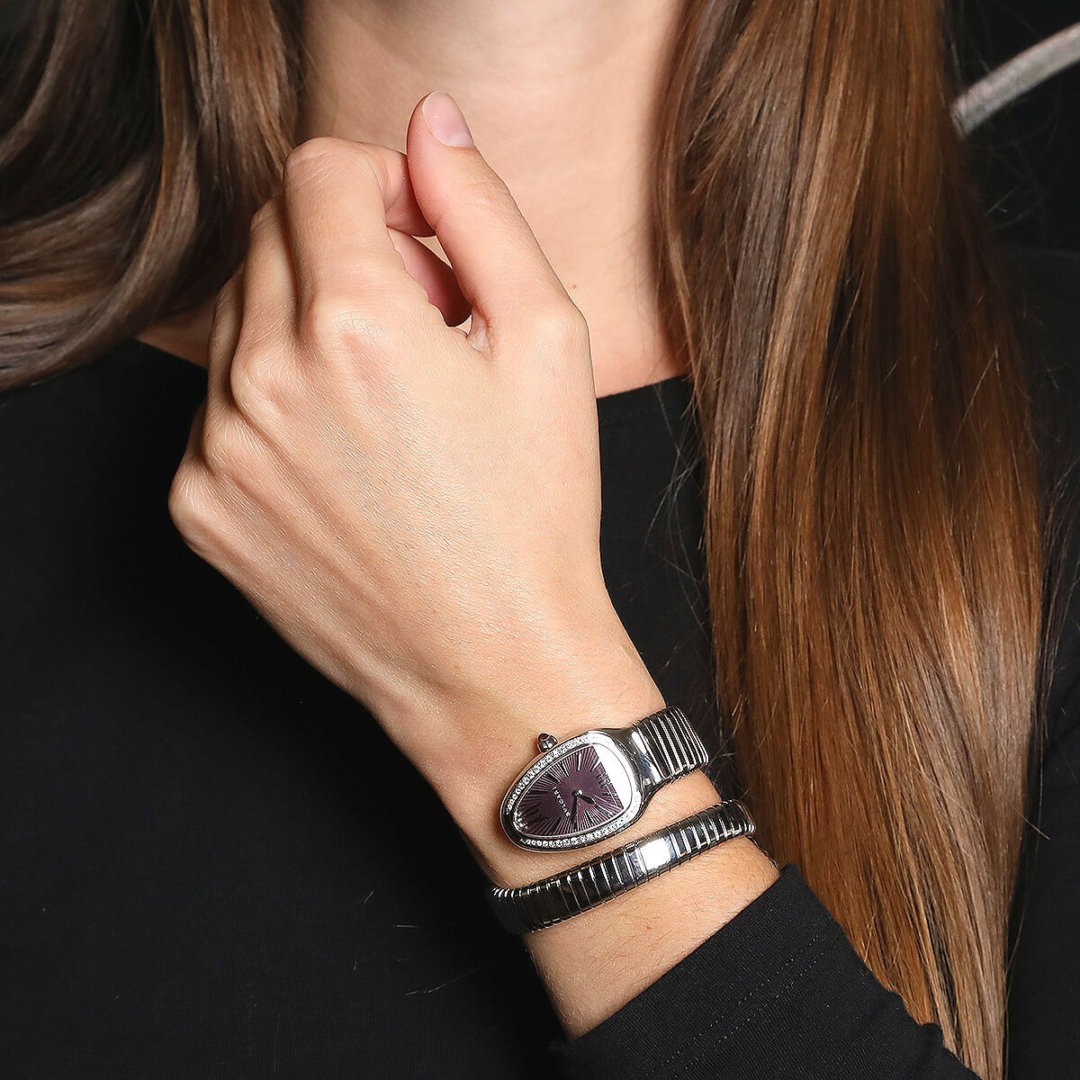 Bulgari Serpenti diamonds and stainless steel watch
