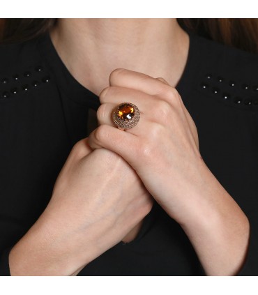 Bague or et quartz madère