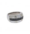 Black stones, mother-of-pearl and silver ring