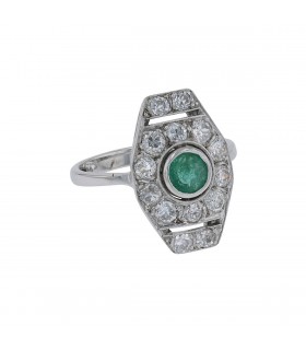 Bague or, émeraude, diamants
