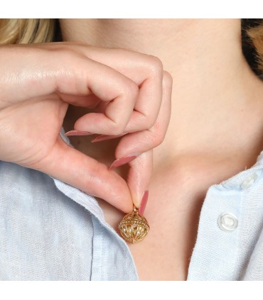 Pendentif boule or, perles