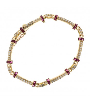 Diamonds, rubies and gold bracelet