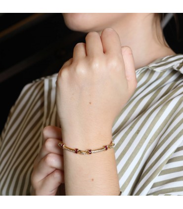 Diamonds, rubies and gold bracelet