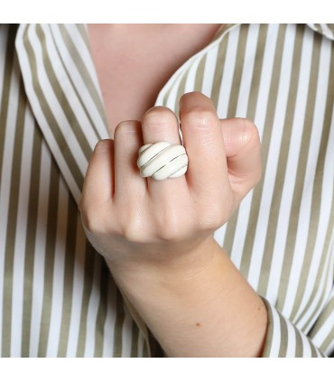 Enamel and silver ring