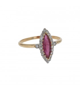 Ruby, diamonds, platinum and gold ring