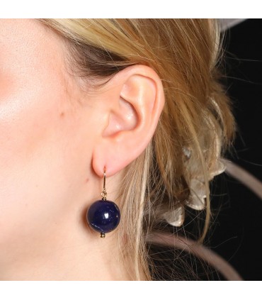 Boucles d’oreilles or, lapis lazuli
