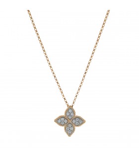Roberto Coin Princess Flower diamonds and gold necklace