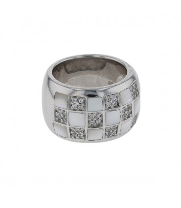 Bague argent, nacre, pierres blanches