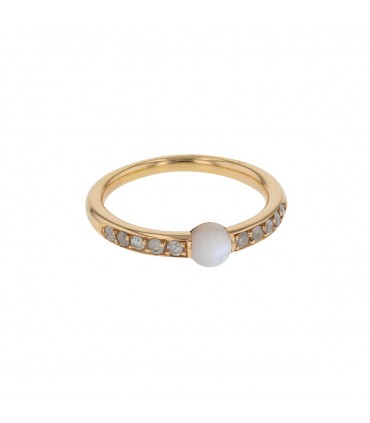 Pomellato M’ama non M’ama milky diamonds, moonstone and gold ring