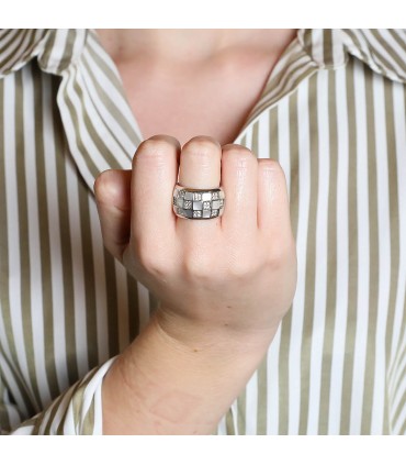 Bague argent, nacre, pierres blanches