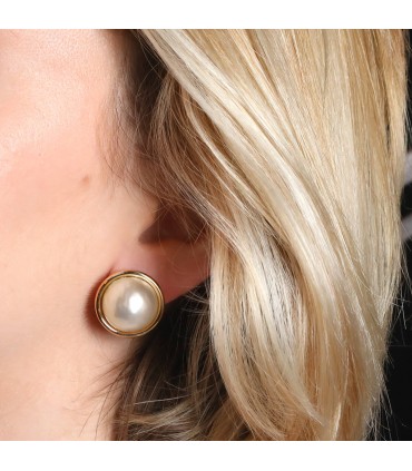 Boucles d’oreilles or, perles mabé