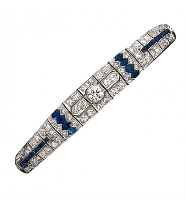 Sapphires, diamonds and platinum bracelet