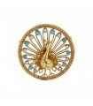 Gold, diamonds and turquoises brooch