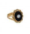 Bague or, perle, onyx