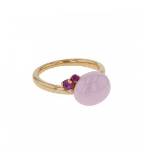 Pomellato Capri pink ceramic, rubies and gold ring