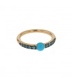 Pomellato M’ama non M’ama turquoise, zircons and gold ring