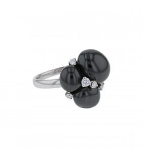 Pomellato Capri black ceramic, diamonds and gold ring