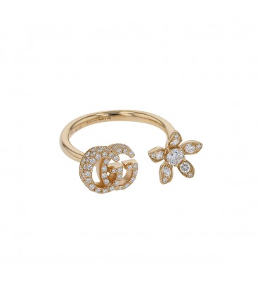 Gucci Flora Flower GG diamonds and gold ring