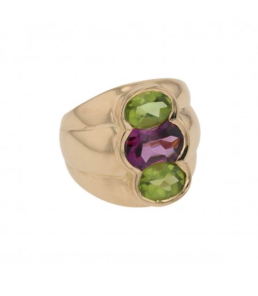 Gold, amethyst and peridots ring