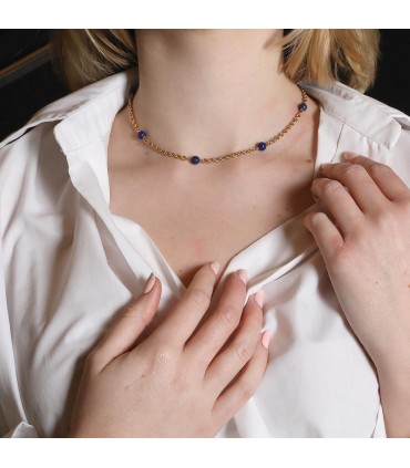 Collier or, lapis lazuli