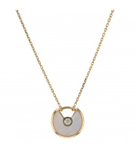 Cartier Amulette XS mother of pearl, diamond and gold necklace
