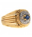 Sapphire, diamonds and gold ring