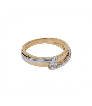 Two tones gold and diamond ring