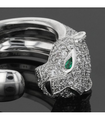 Cartier Panthère diamonds, emeralds, onyx and gold ring