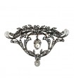 Silver, gold, diamonds and pearls brooch pendant