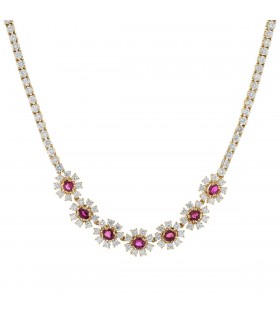 Diamonds, rubies and gold necklace